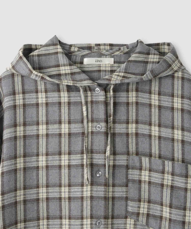 Idnes  フードネルチェックシャツ レディース商品画像-22