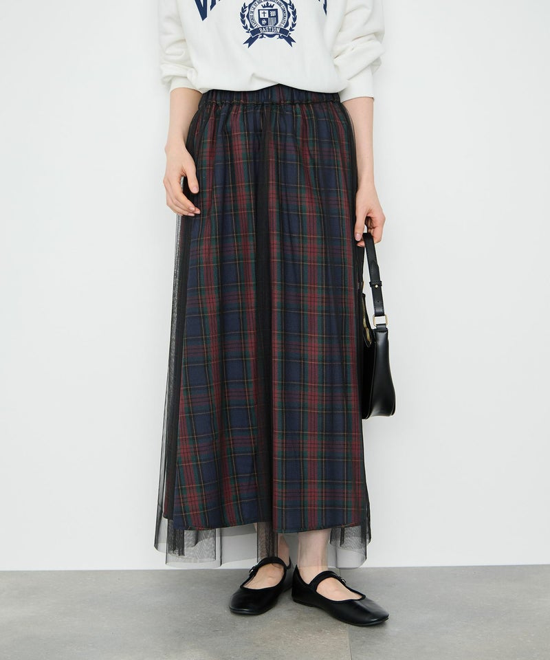 Idnes リバーシブルネルチェックスカート レディース商品画像-2