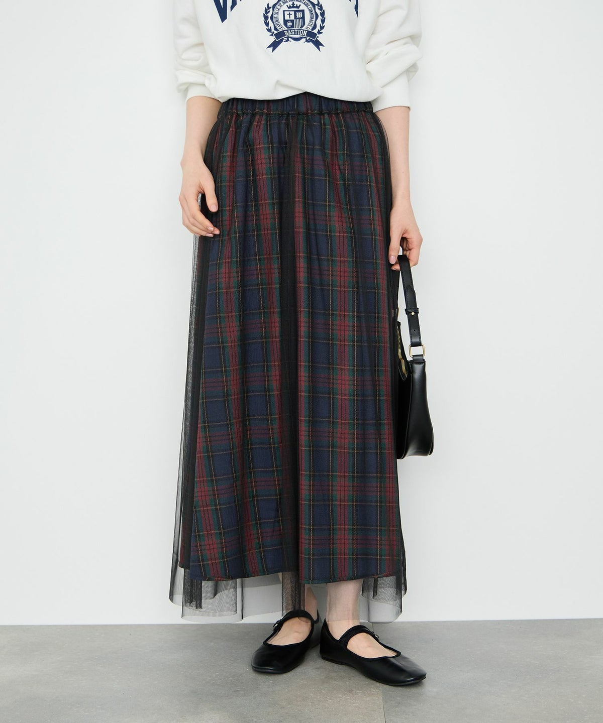  Idnes リバーシブルネルチェックスカート レディース