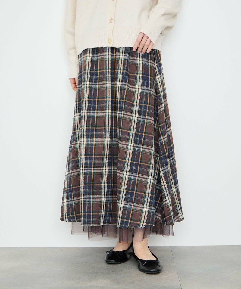 Idnes リバーシブルネルチェックスカート レディース商品画像-6