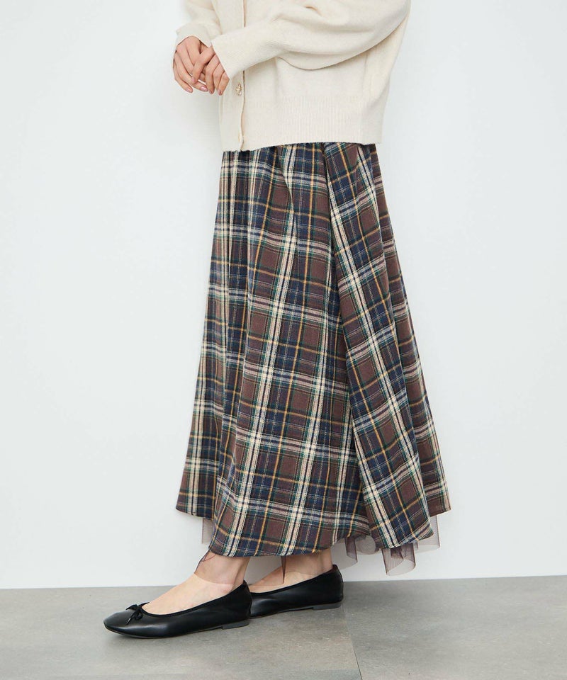 Idnes  リバーシブルネルチェックスカート レディース商品画像-7