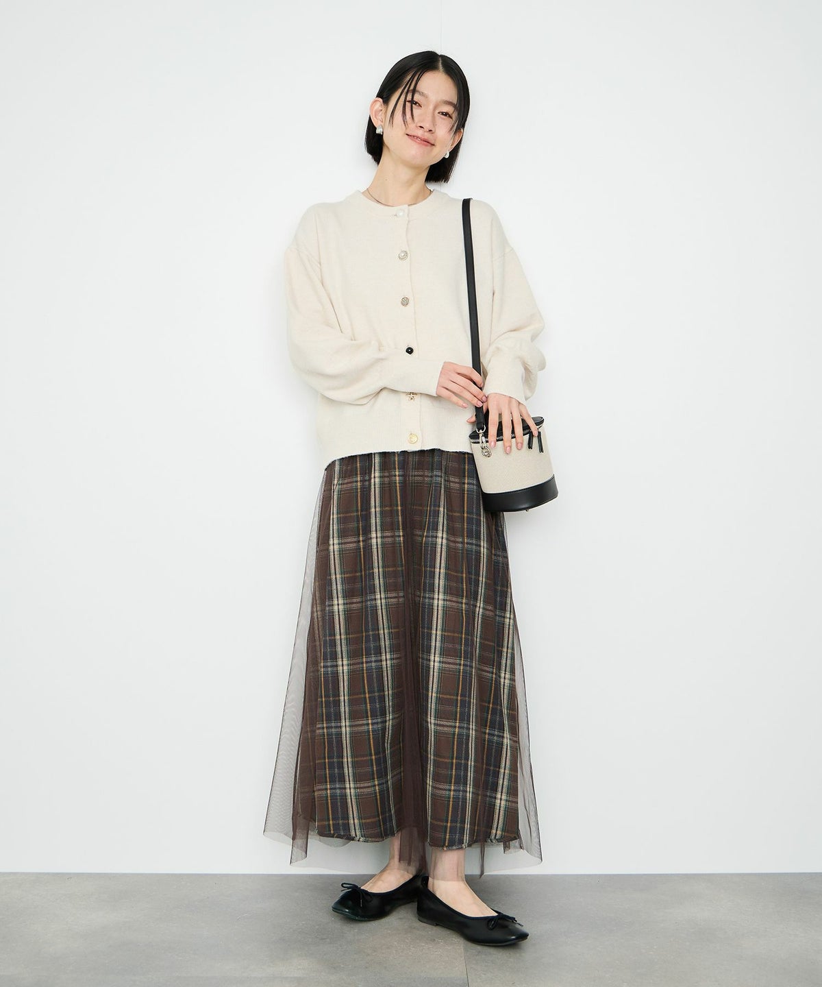  Idnes リバーシブルネルチェックスカート レディース