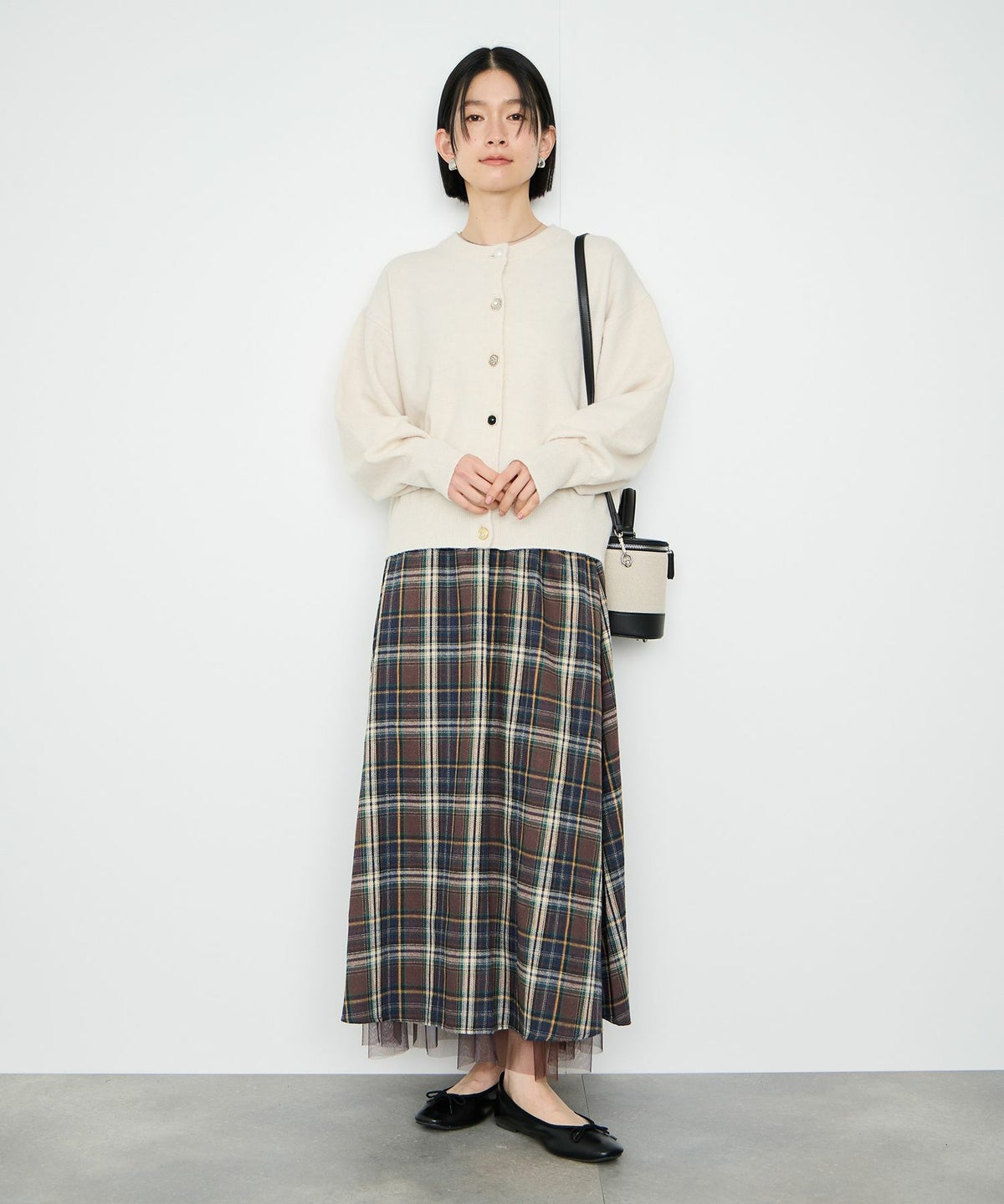  Idnes リバーシブルネルチェックスカート レディース