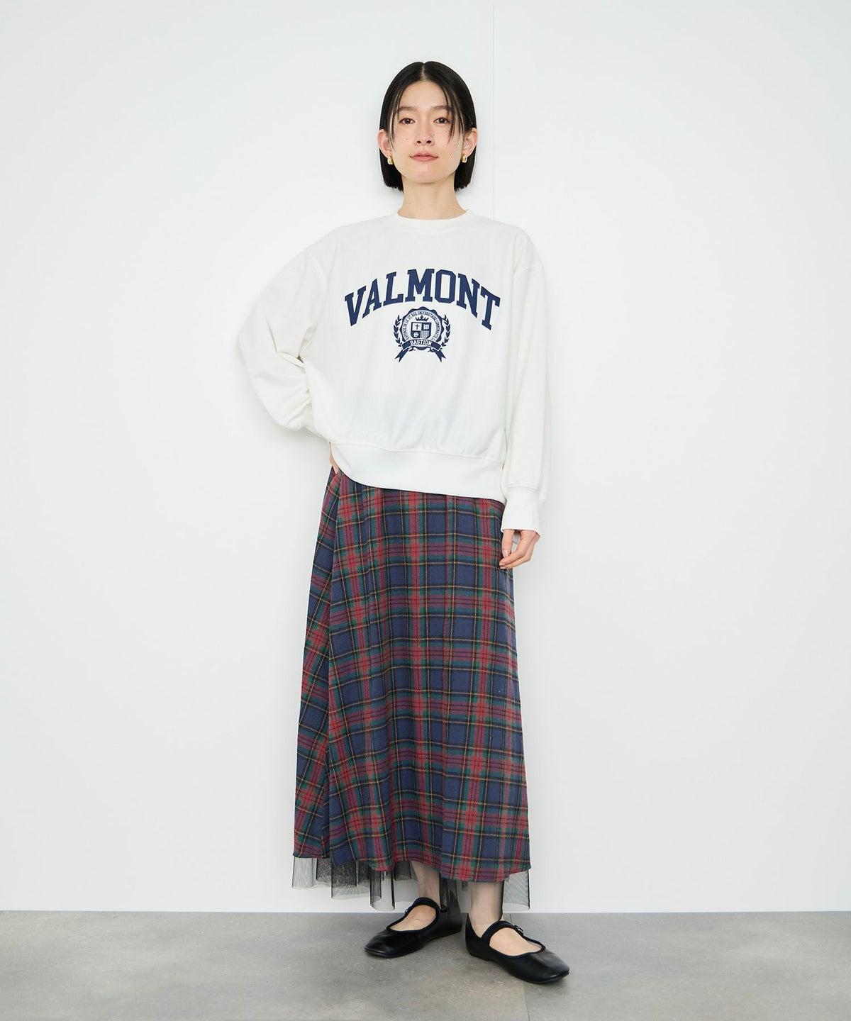  Idnes リバーシブルネルチェックスカート レディース