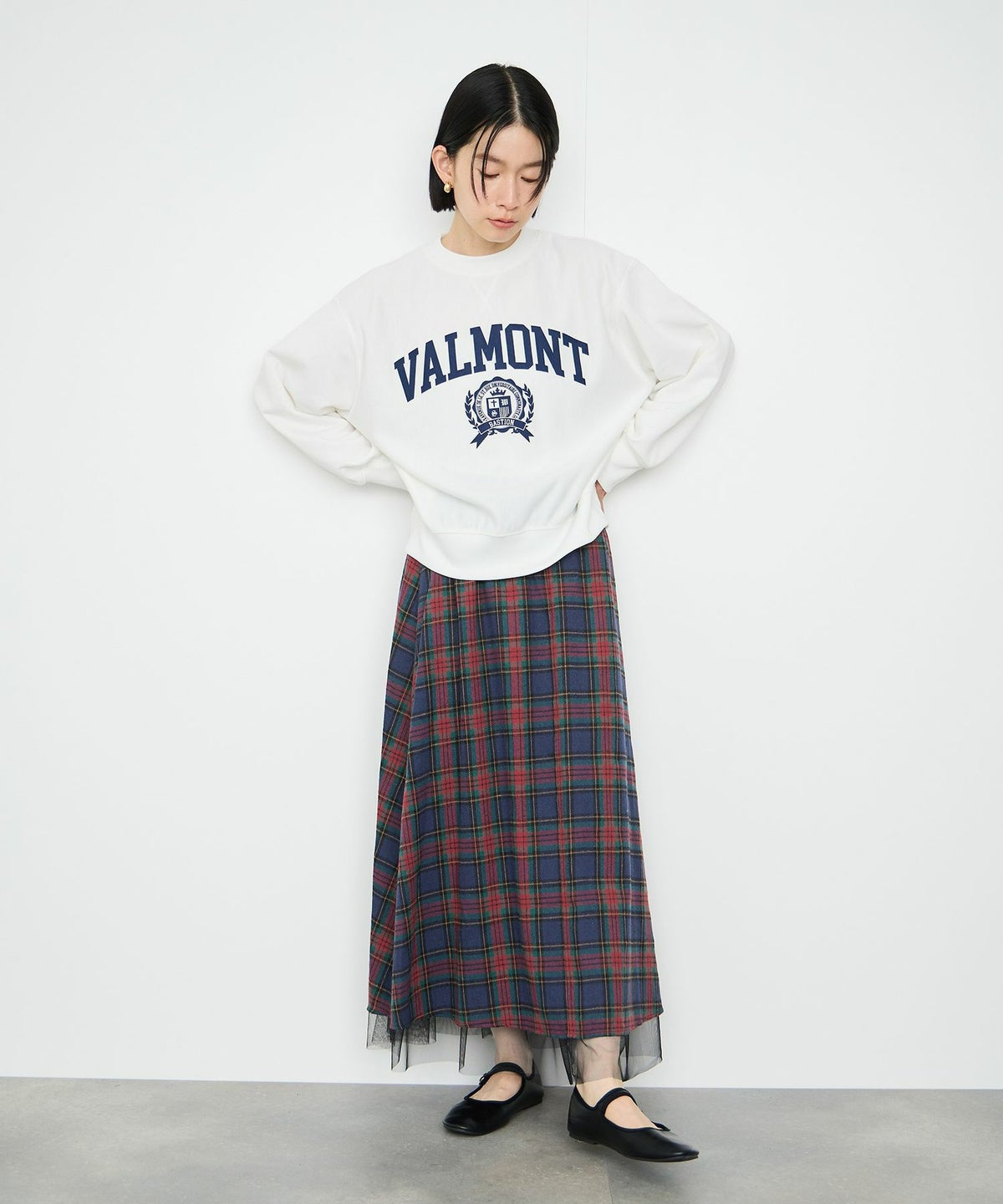  Idnes リバーシブルネルチェックスカート レディース