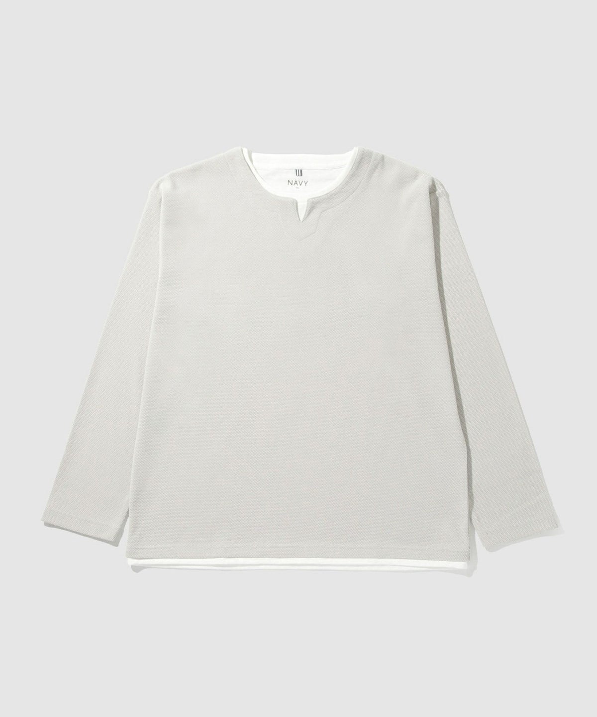 NAVY ピーチ鹿の子キーネックレイヤー長袖Tシャツ メンズ