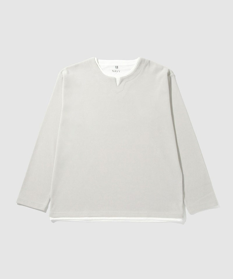 NAVY  ピーチ鹿の子キーネックレイヤー長袖Tシャツ メンズ商品画像-20