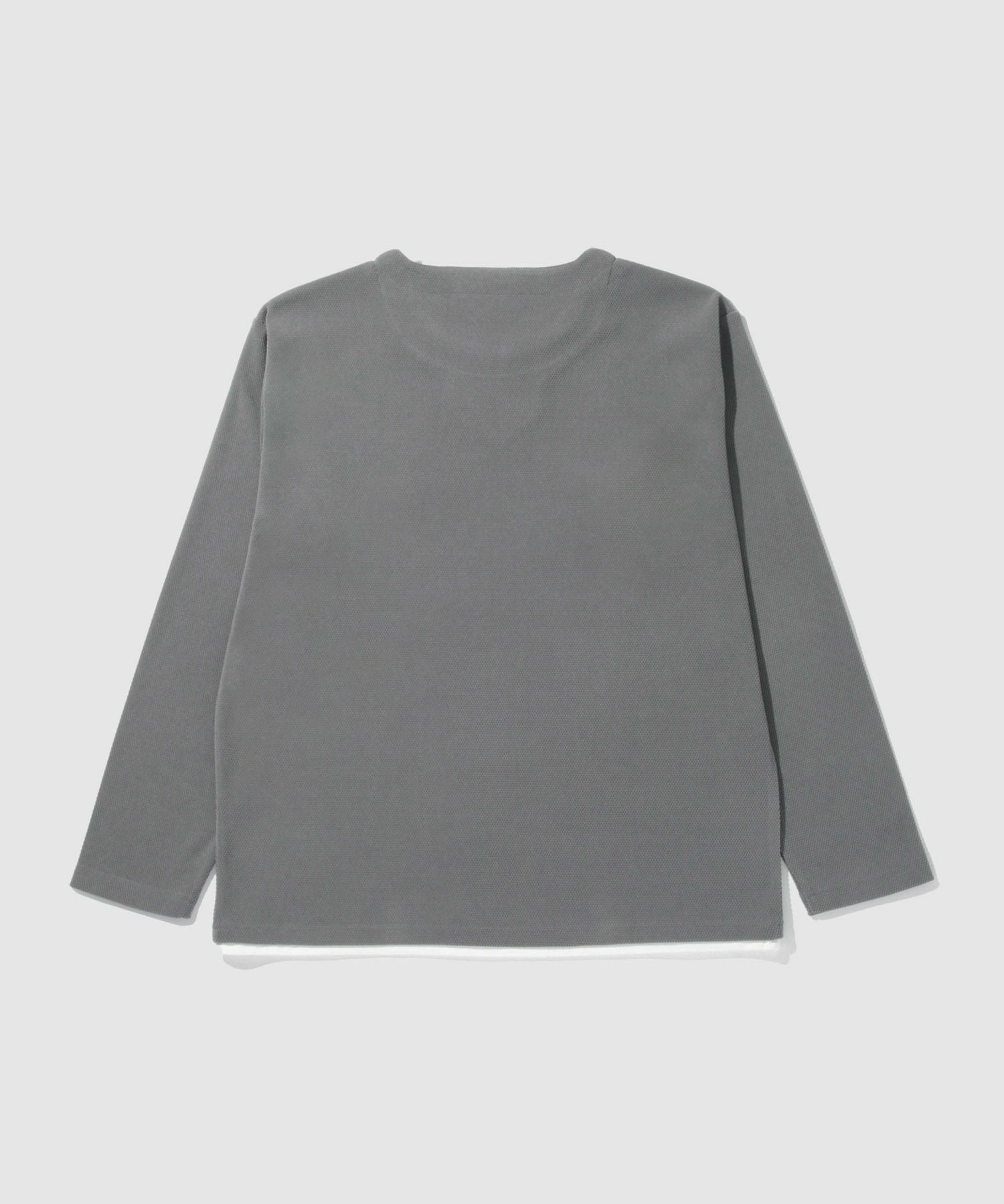 NAVY ピーチ鹿の子キーネックレイヤー長袖Tシャツ メンズ