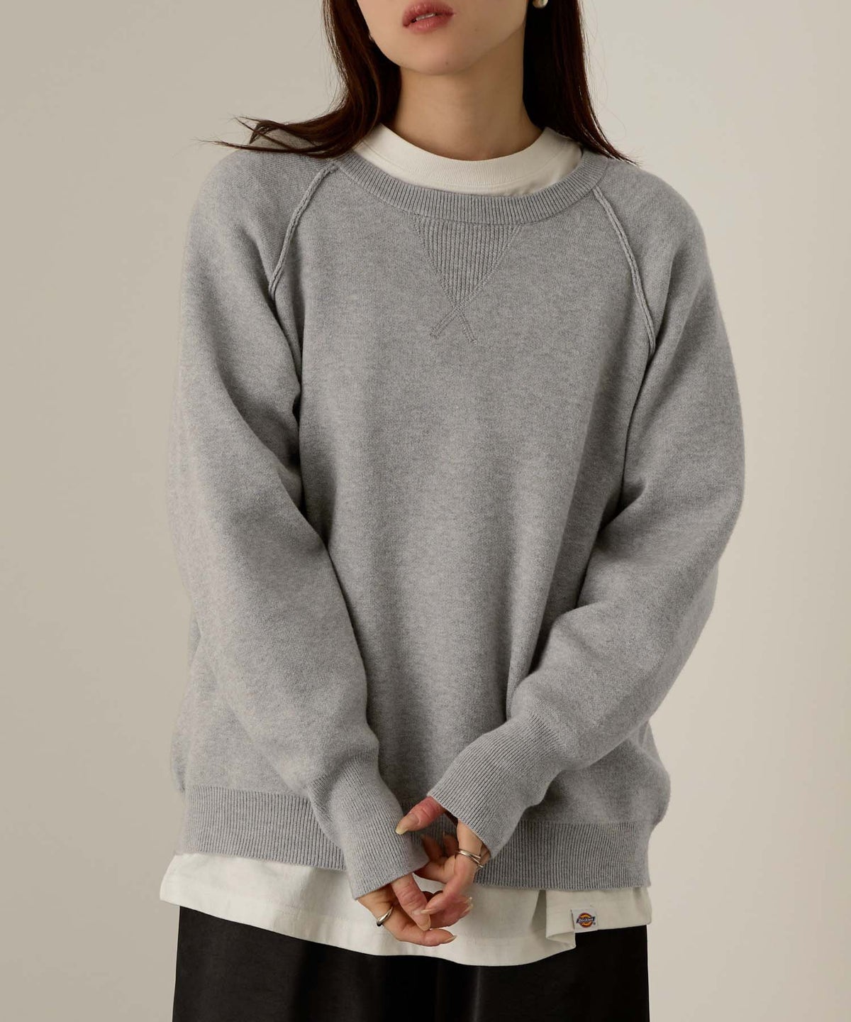 NAVY ガゼット付きWジャガードニットプルオーバー レディース