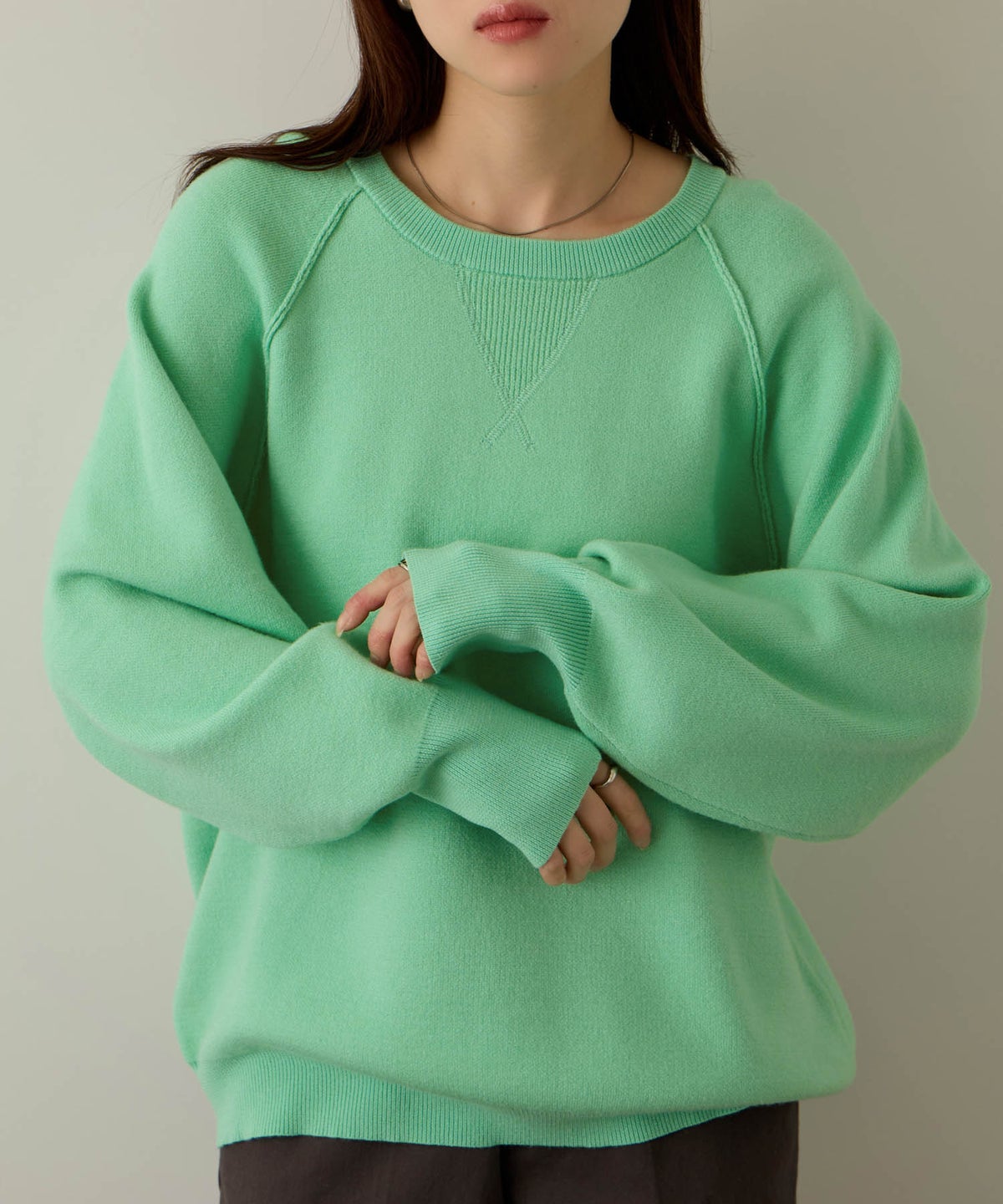 NAVY ガゼット付きWジャガードニットプルオーバー レディース
