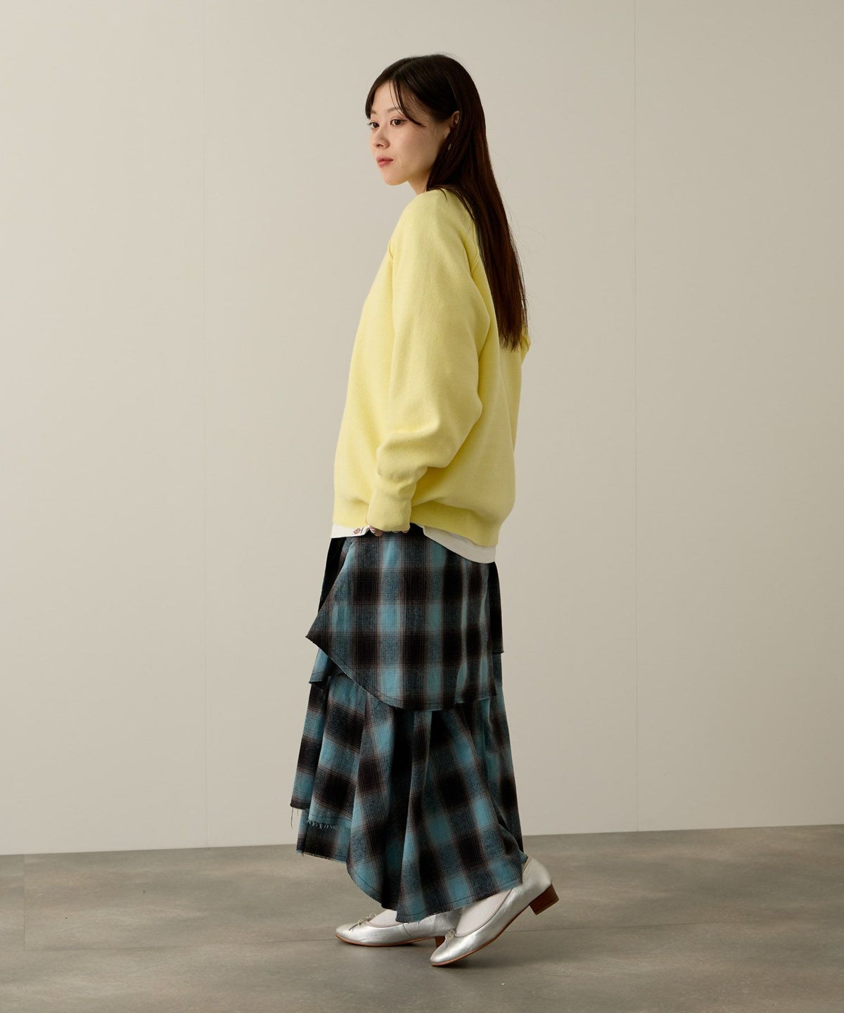 NAVY ガゼット付きWジャガードニットプルオーバー レディース