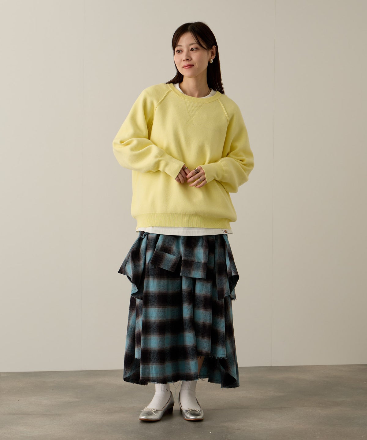 NAVY ガゼット付きWジャガードニットプルオーバー レディース