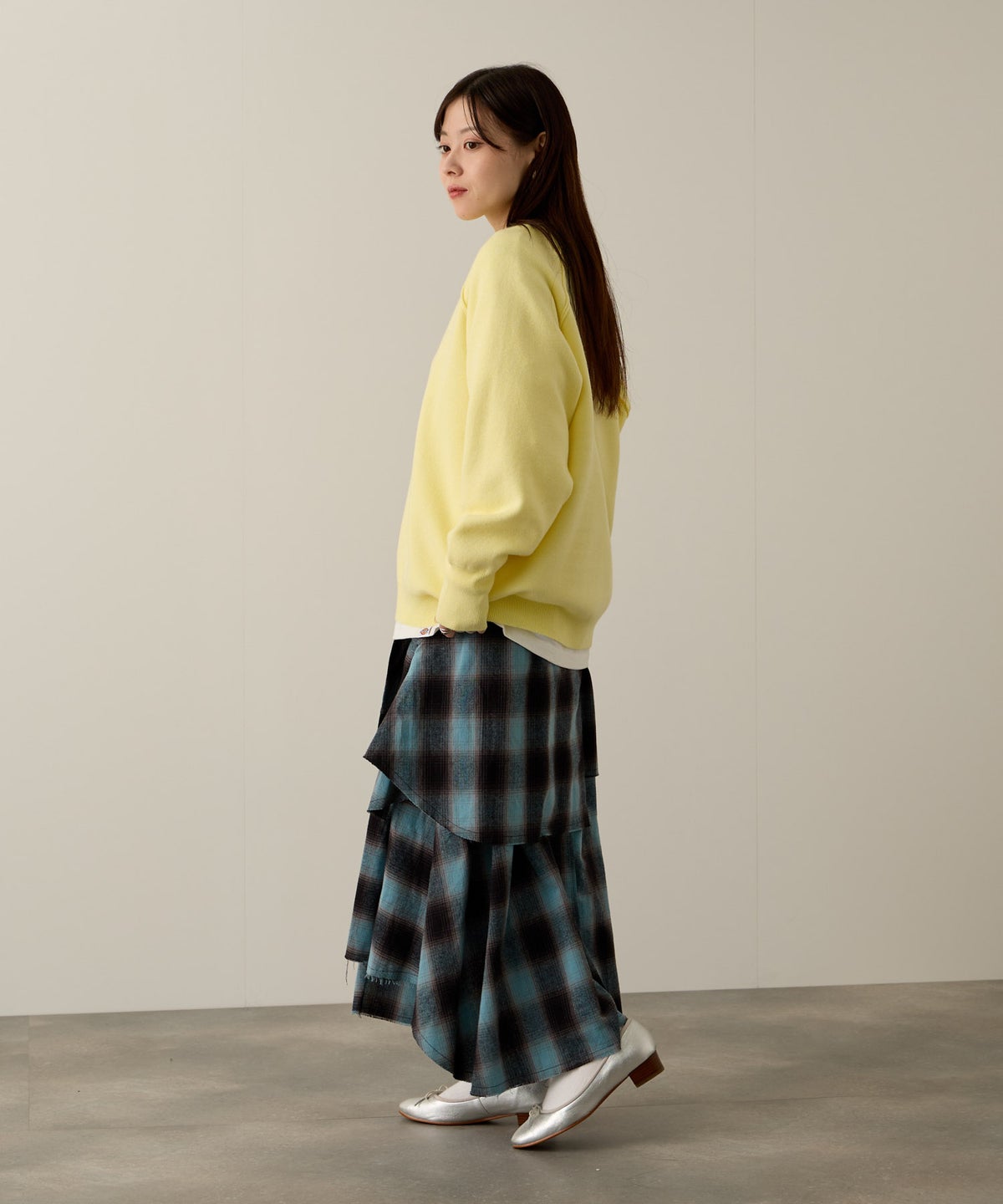 NAVY ガゼット付きWジャガードニットプルオーバー レディース