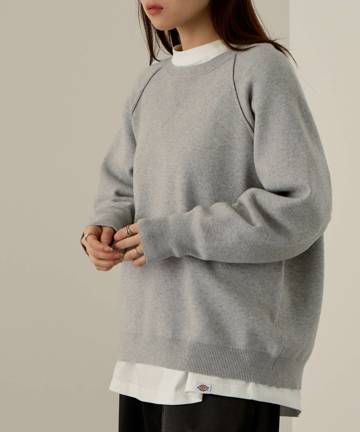 NAVY ガゼット付きWジャガードニットプルオーバー レディース