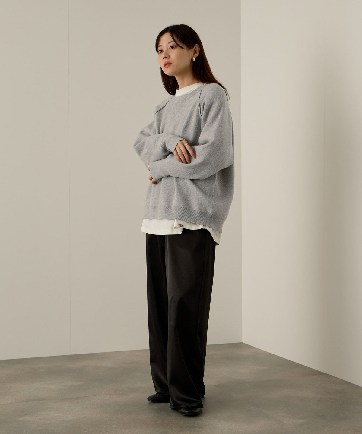 NAVY ガゼット付きWジャガードニットプルオーバー レディース