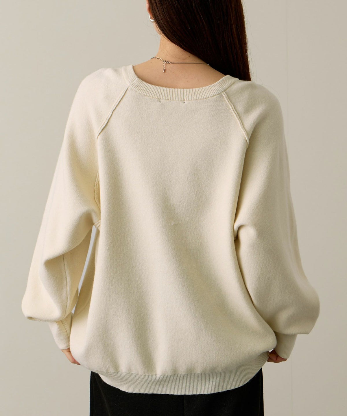 NAVY ガゼット付きWジャガードニットプルオーバー レディース