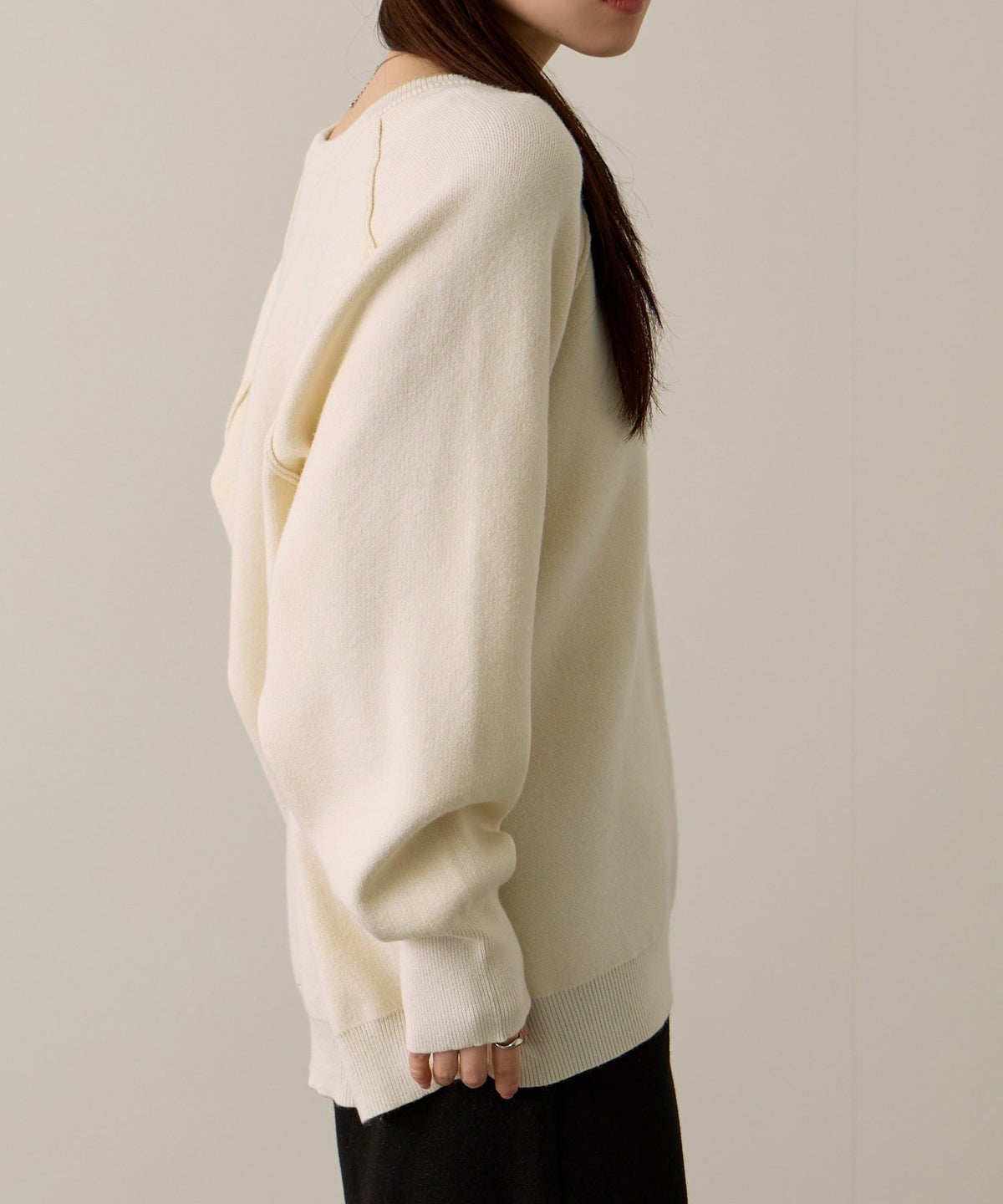 NAVY ガゼット付きWジャガードニットプルオーバー レディース