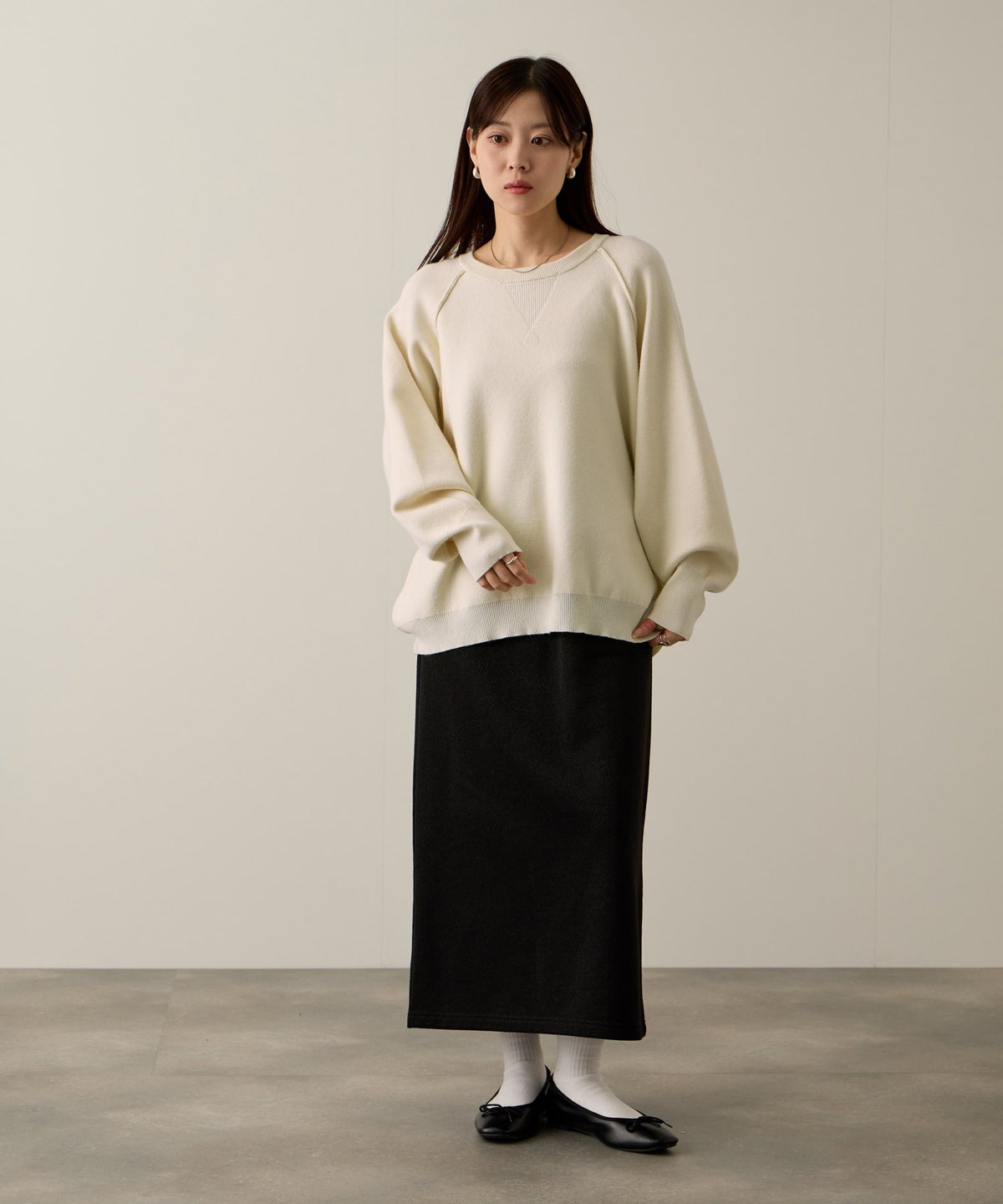 NAVY ガゼット付きWジャガードニットプルオーバー レディース