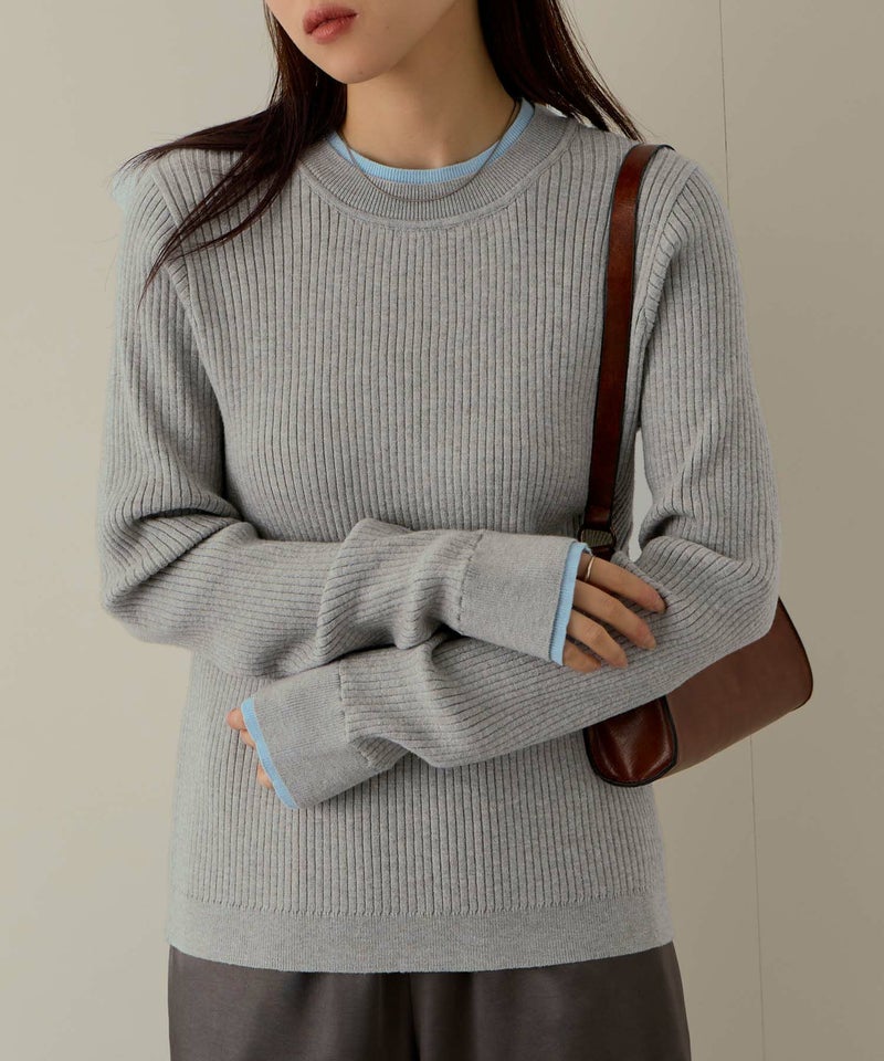 NAVY 配色リブインナープルオーバー レディース商品画像-4