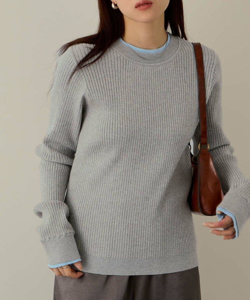 NAVY 配色リブインナープルオーバー レディース商品画像-5