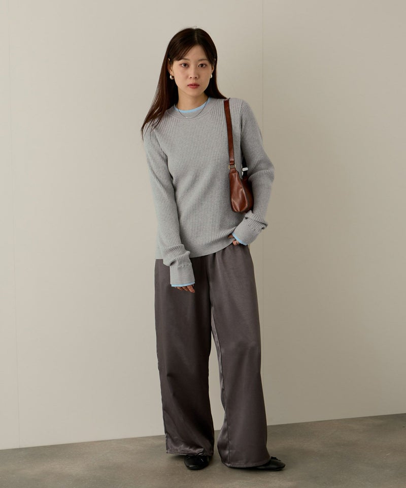 NAVY  配色リブインナープルオーバー レディース商品画像-6