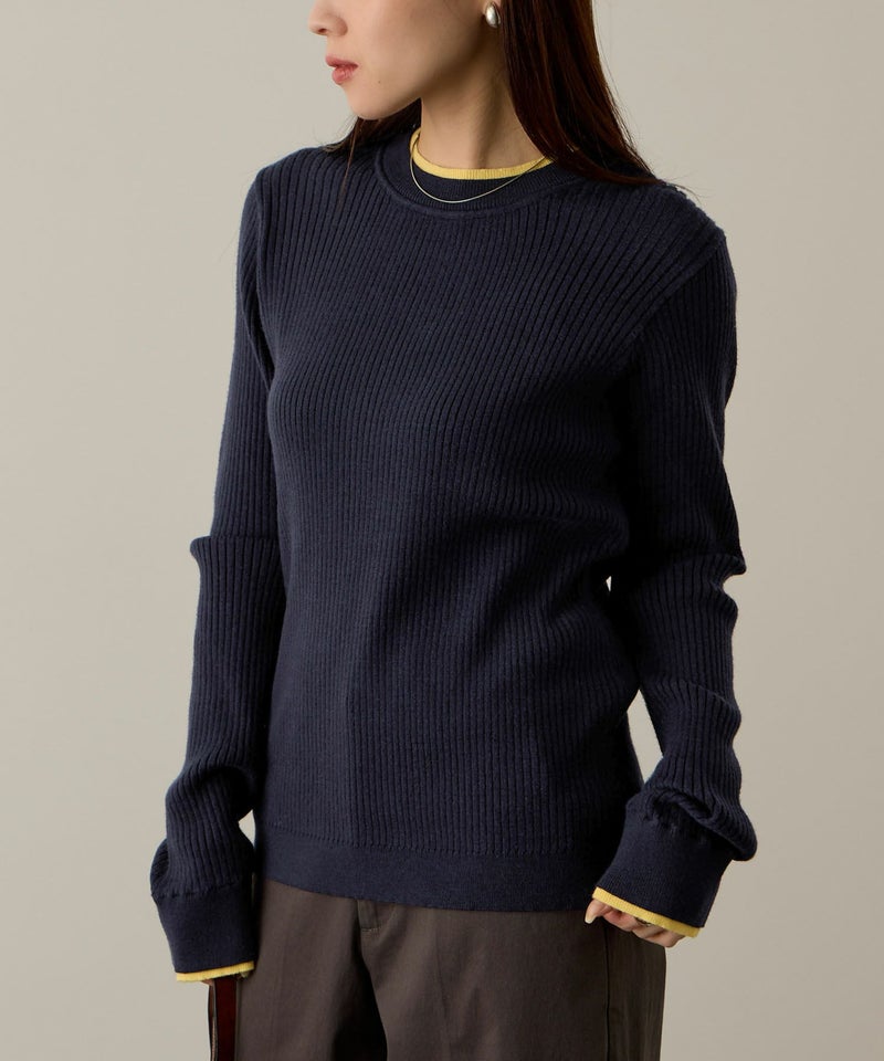 NAVY 配色リブインナープルオーバー レディース商品画像-9