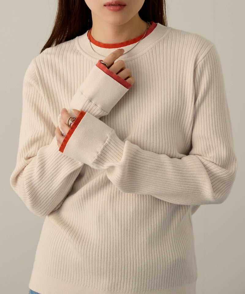 NAVY 配色リブインナープルオーバー レディース商品画像-12