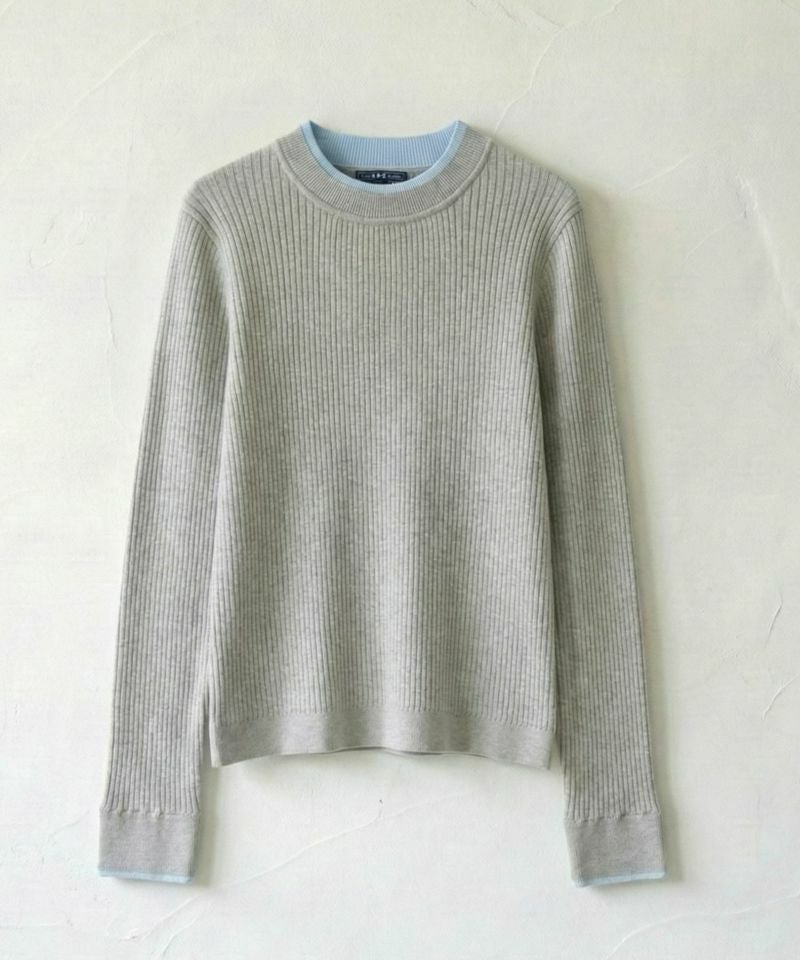 NAVY 配色リブインナープルオーバー レディース