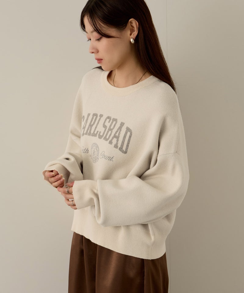 NAVY カレッジロゴWジャガードニット レディース商品画像-5