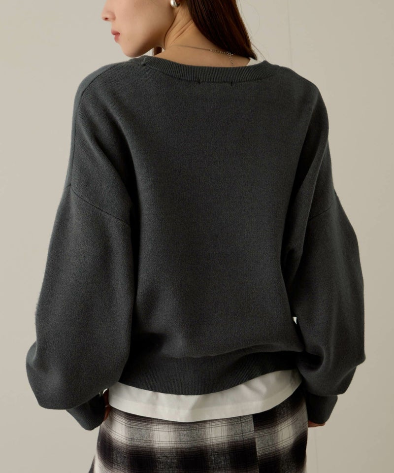 NAVY カレッジロゴWジャガードニット レディース商品画像-7