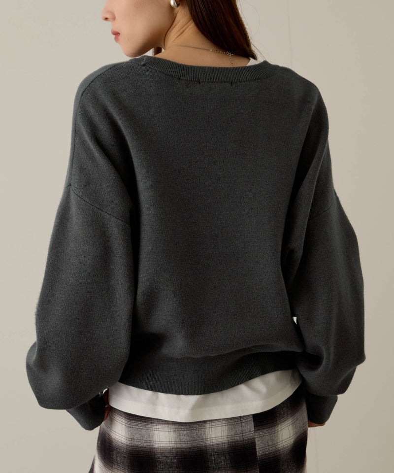 NAVY カレッジロゴWジャガードニット レディース商品画像-8