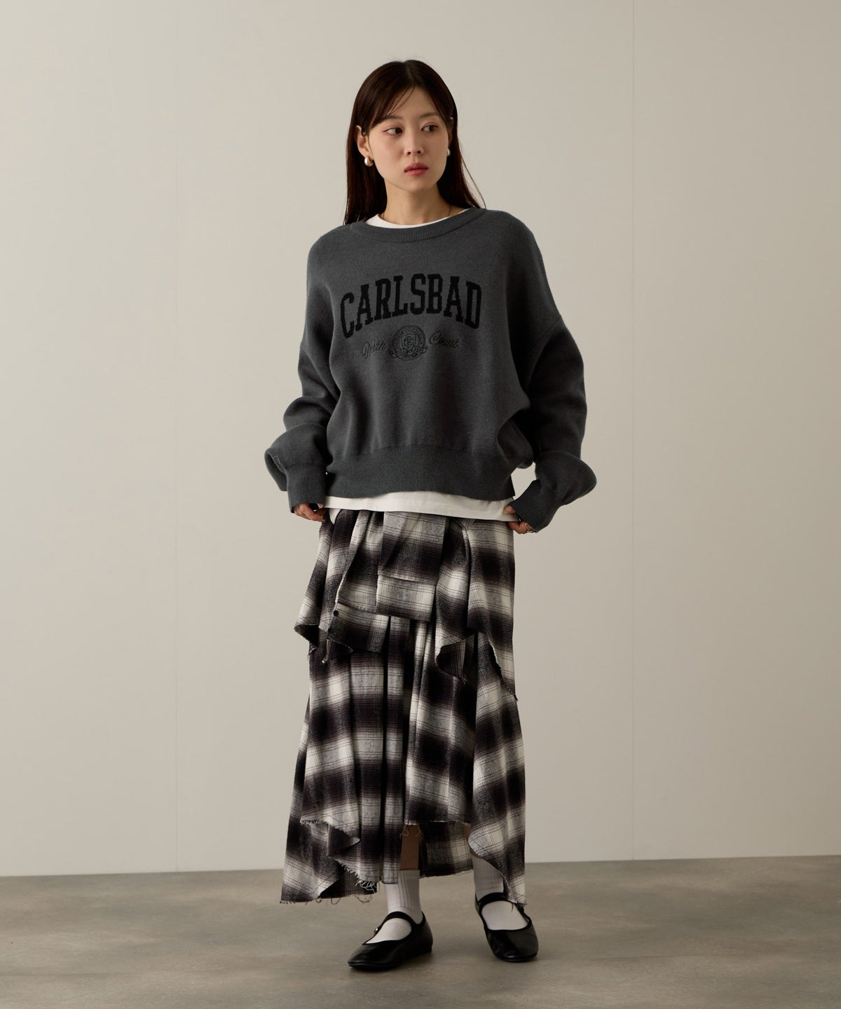 NAVY カレッジロゴWジャガードニット レディース