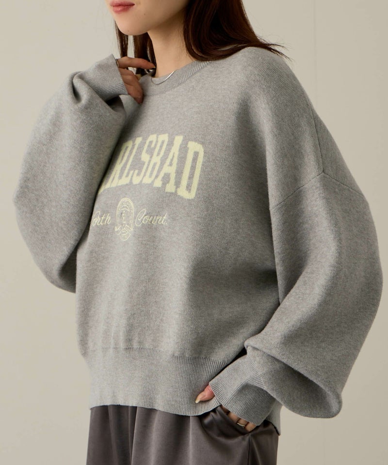 NAVY  カレッジロゴWジャガードニット レディース商品画像-11