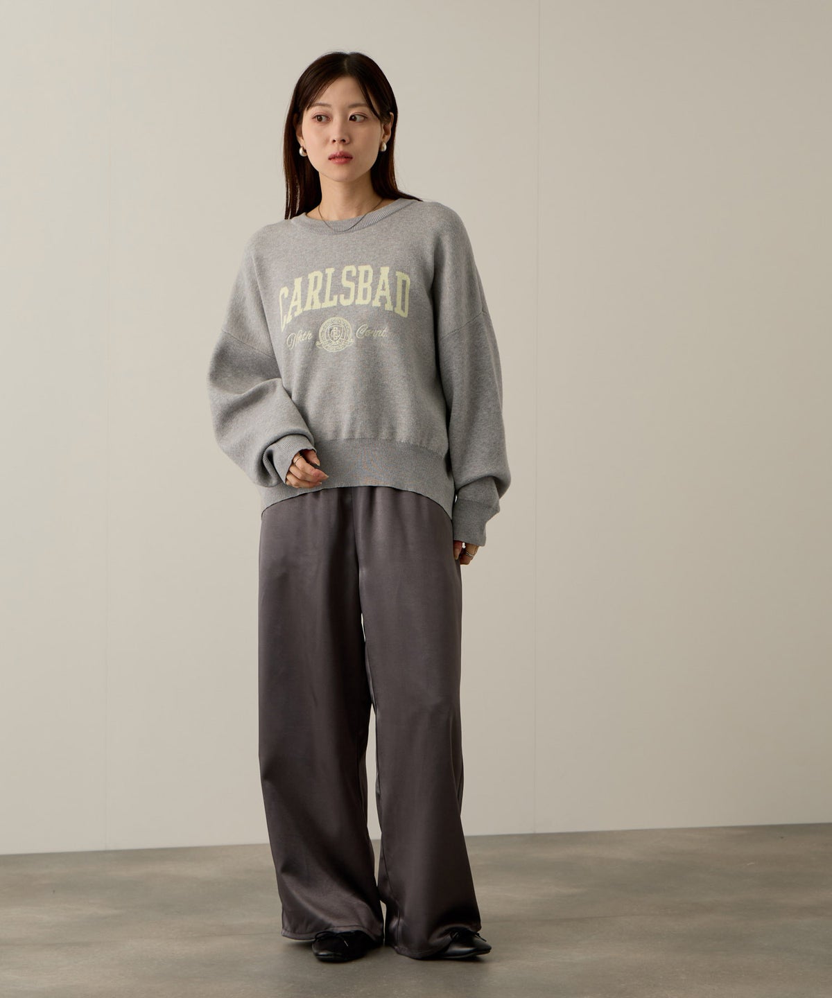 NAVY カレッジロゴWジャガードニット レディース