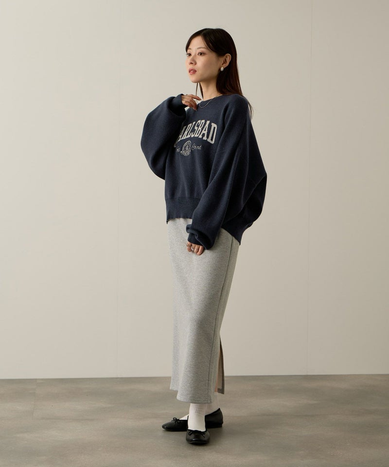 NAVY カレッジロゴWジャガードニット レディース商品画像-17