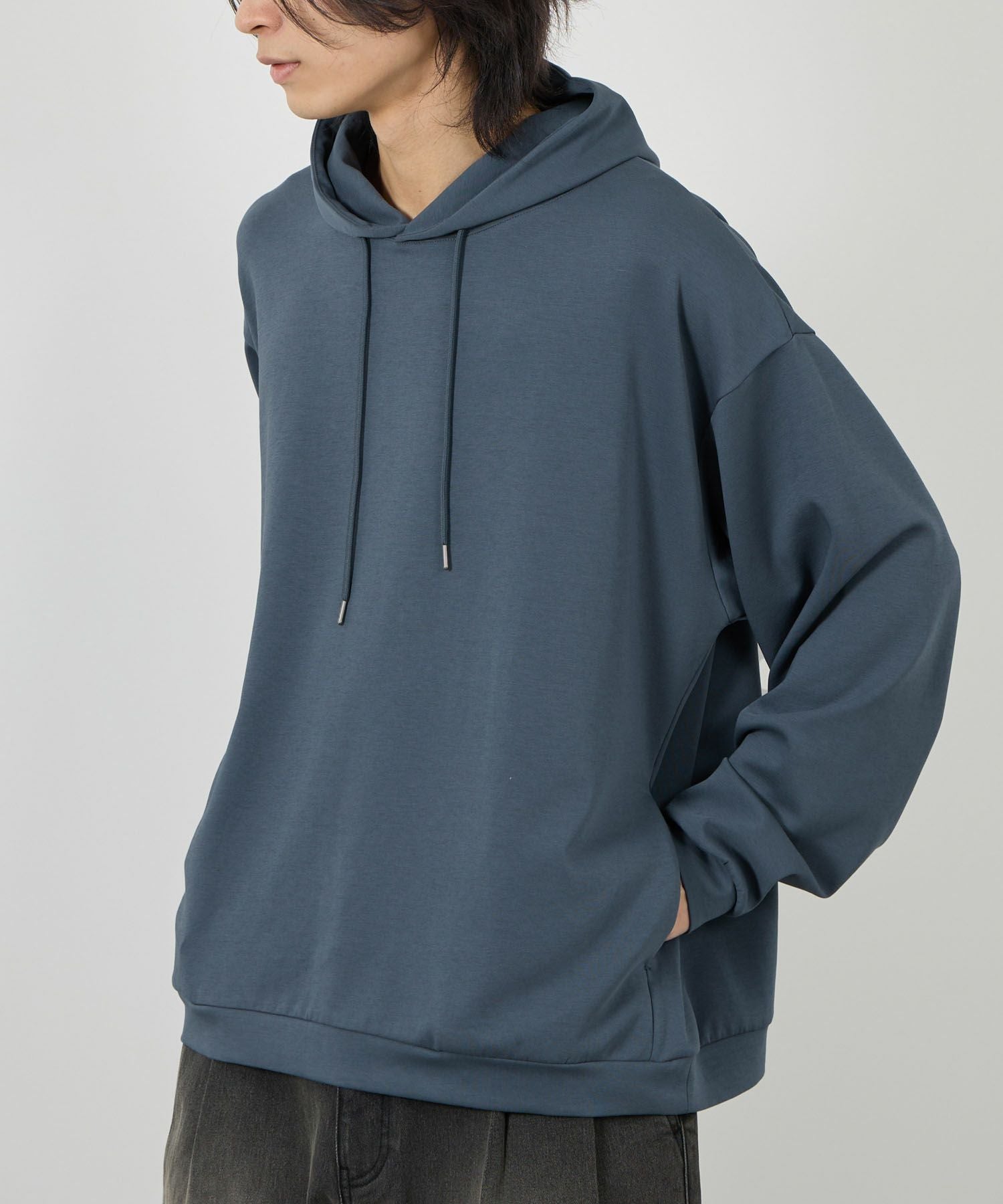 Smoothmood / ダークグレーオーバーサイズパーカー URBAN COLLECTION AIR Smoosy 360度ストレッチ パーカー メンズ