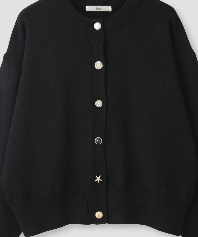 Idnes  アソートビジューボタン ヤクライククルーネックカーディガン レディース商品画像-23