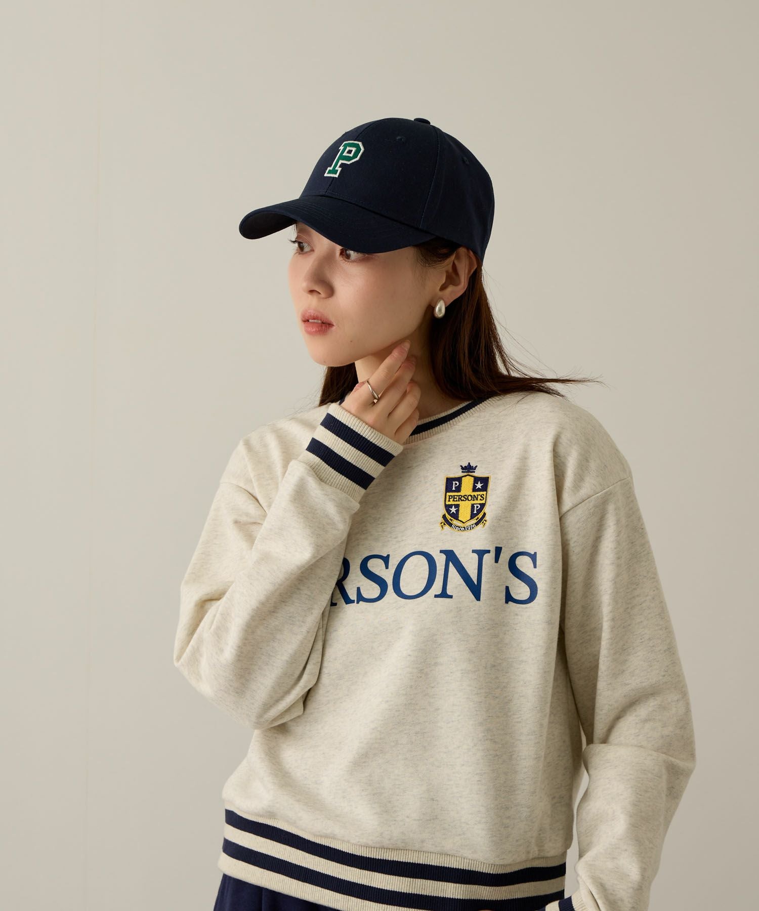 PERSON'S 別注デザイン カレッジロゴ＆ワッペン刺繍コットンキャップ