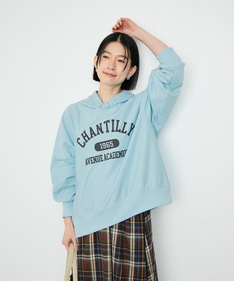 Idnes CHANTILLY カレッジロゴオーバーサイズスウェットパーカー レディース商品画像-3
