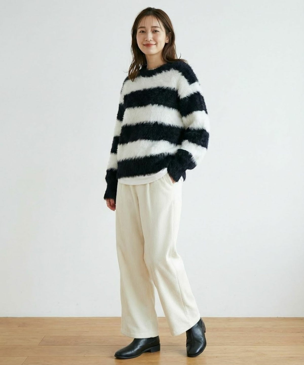 Free Nature シャギークルーネックニット レディース