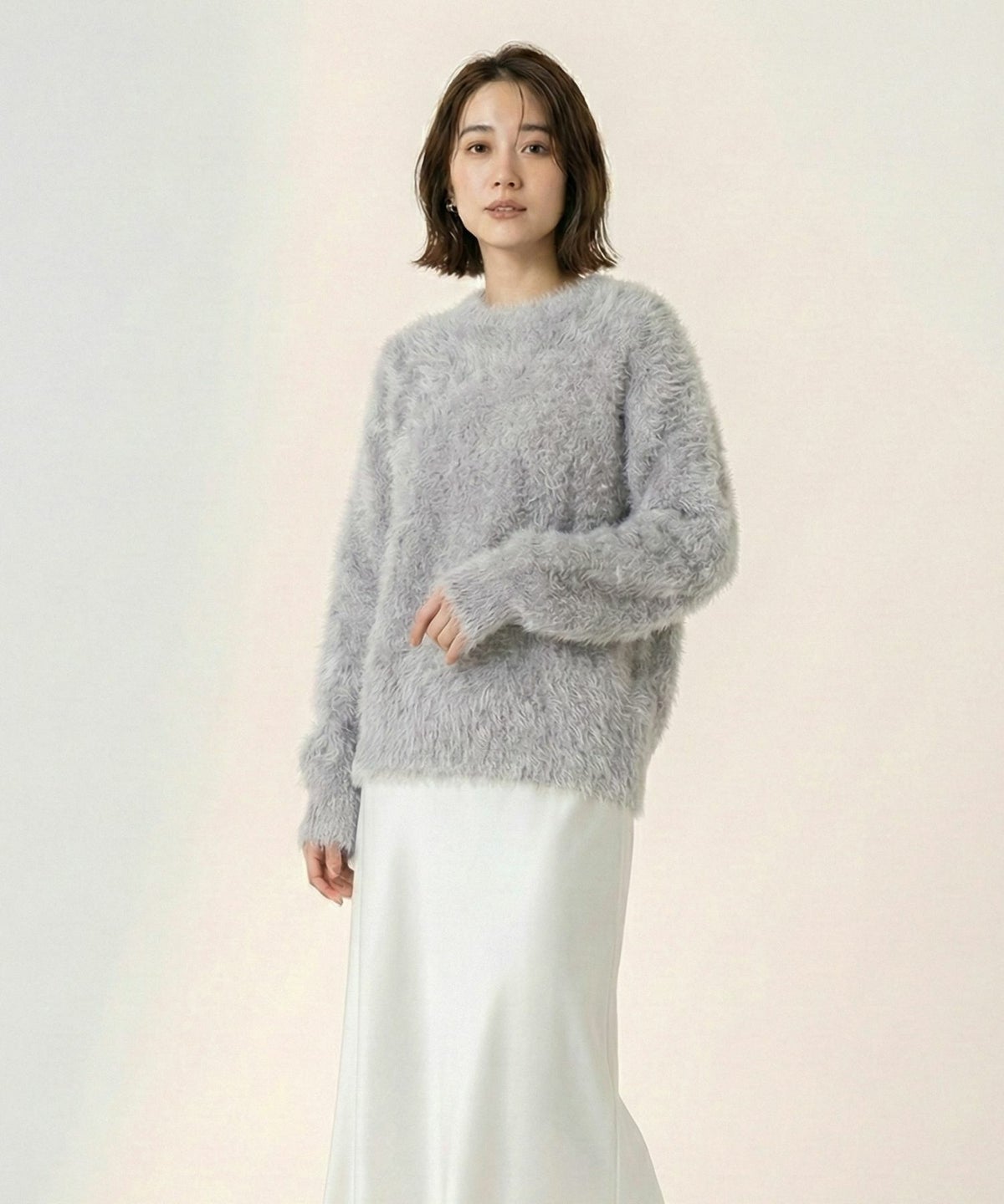 Free Nature シャギークルーネックニット レディース