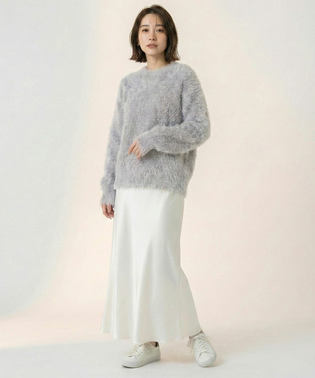 Free Nature シャギークルーネックニット レディース