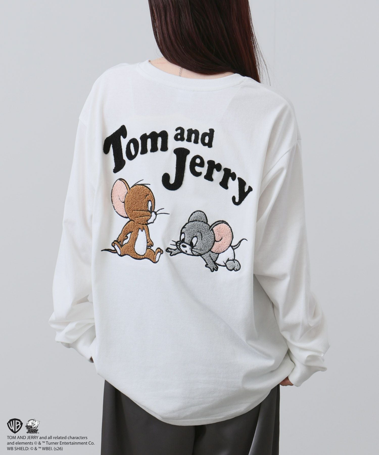 Tom and Jerry 刺繍長袖Tシャツ メンズ