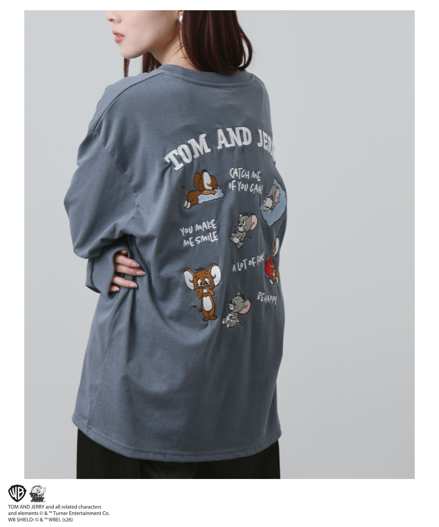 Tom and Jerry 刺繍長袖Tシャツ メンズ