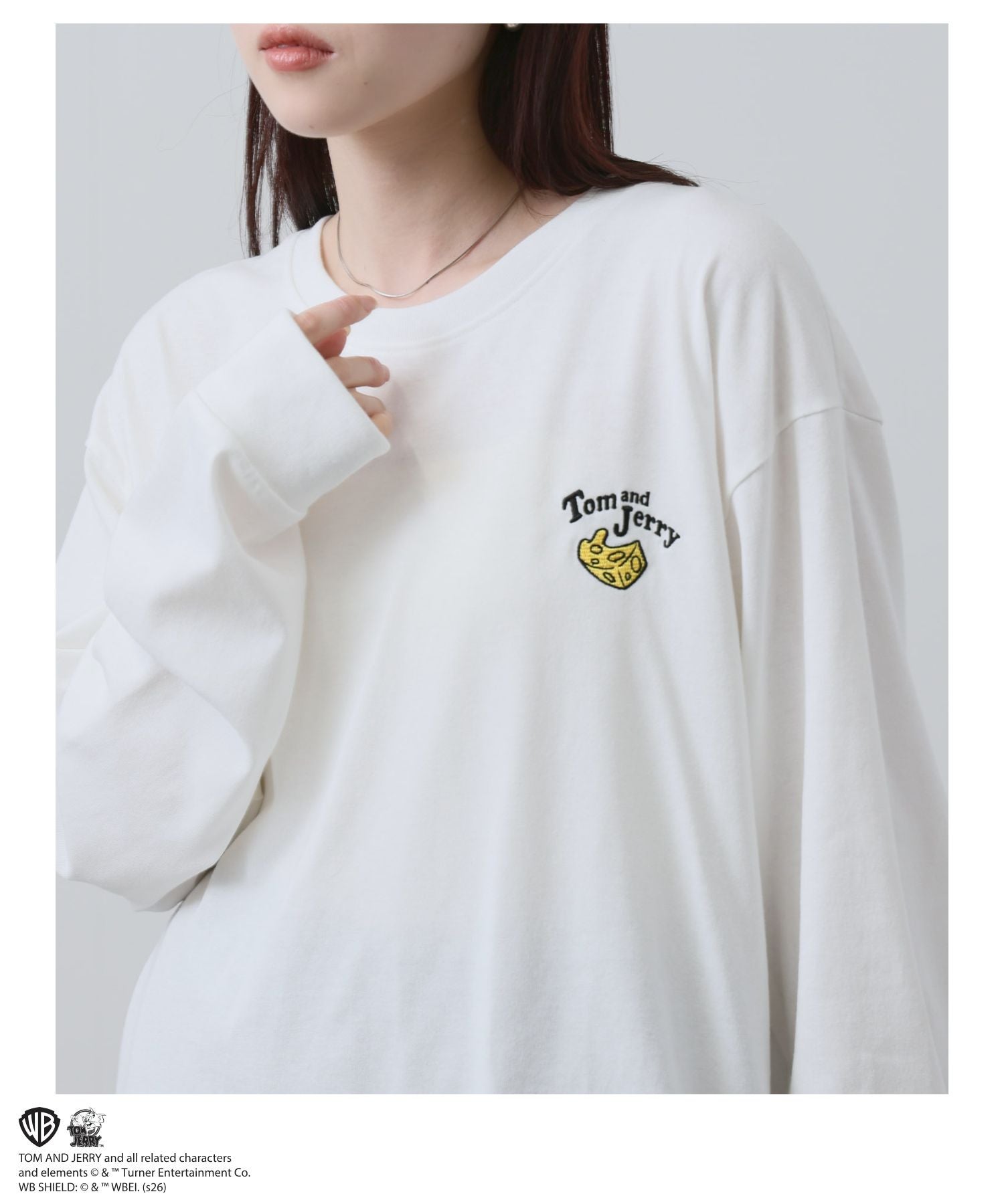 Tom and Jerry 刺繍長袖Tシャツ メンズ