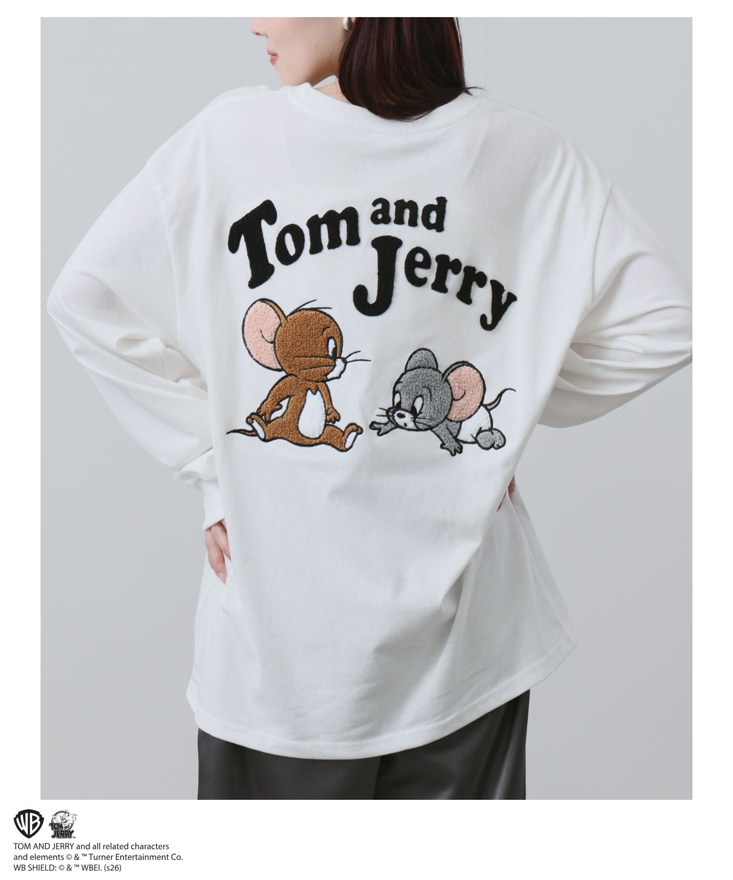 Tom and Jerry 刺繍長袖Tシャツ メンズ