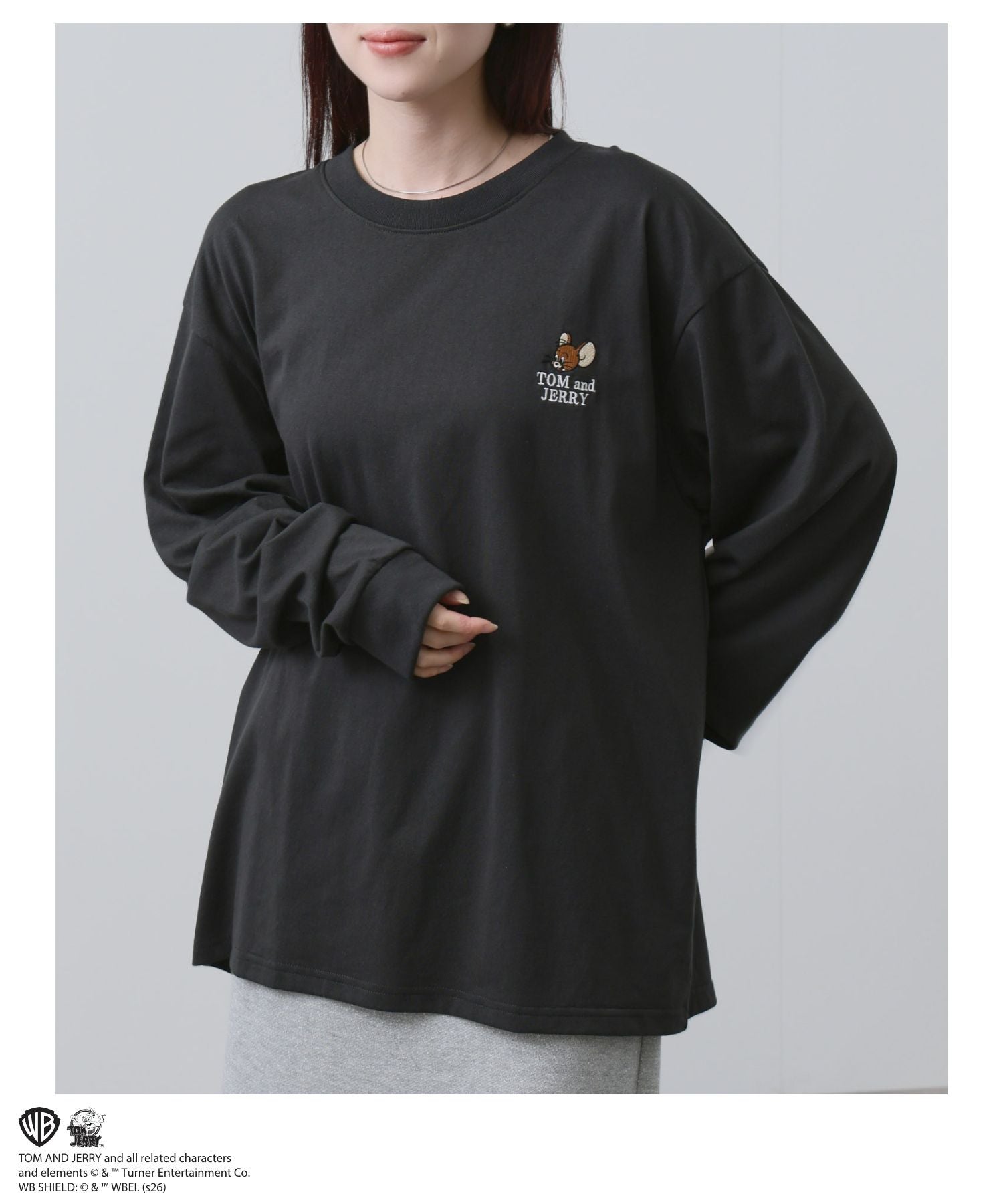 Tom and Jerry 刺繍長袖Tシャツ メンズ
