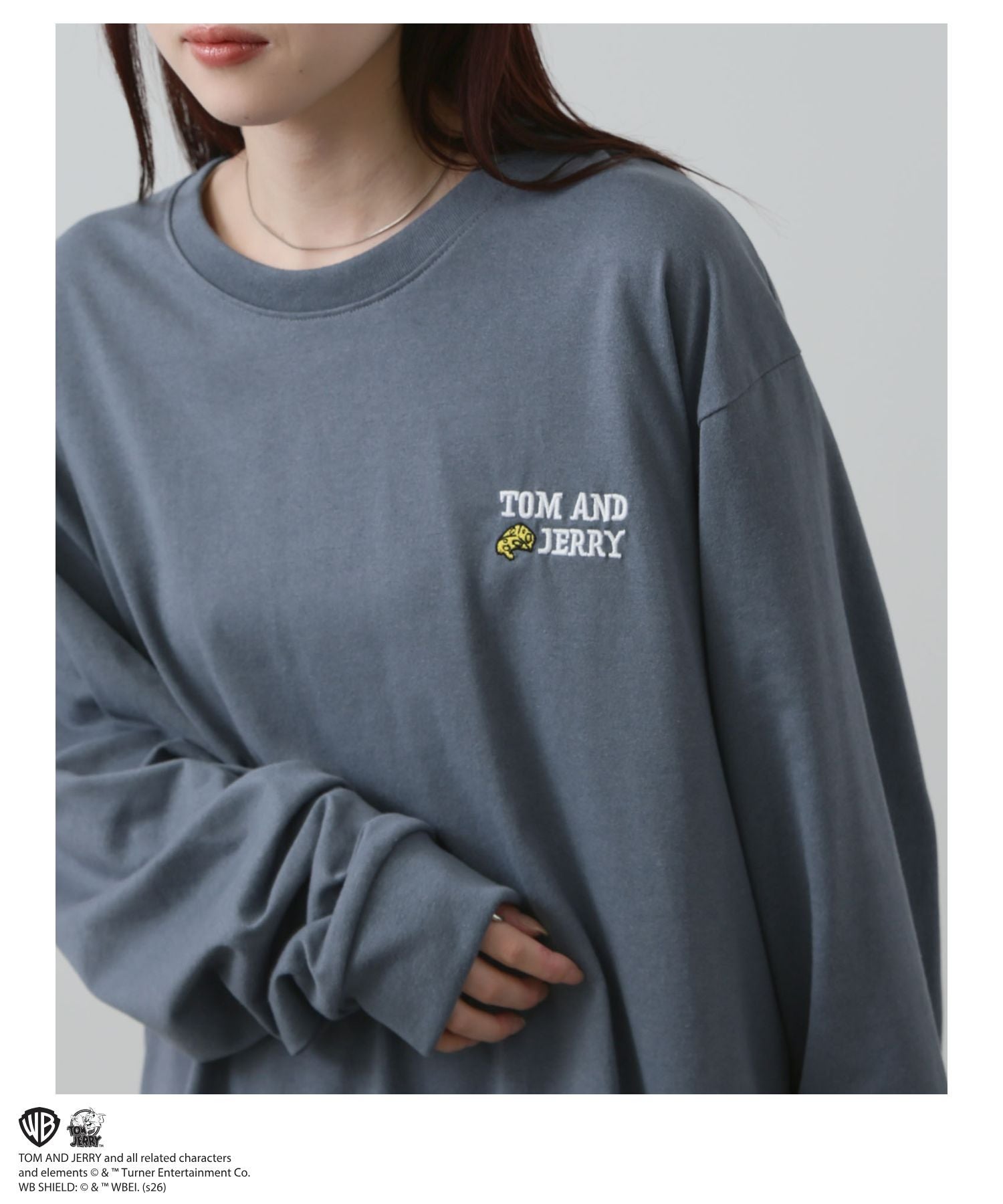 Tom and Jerry 刺繍長袖Tシャツ メンズ