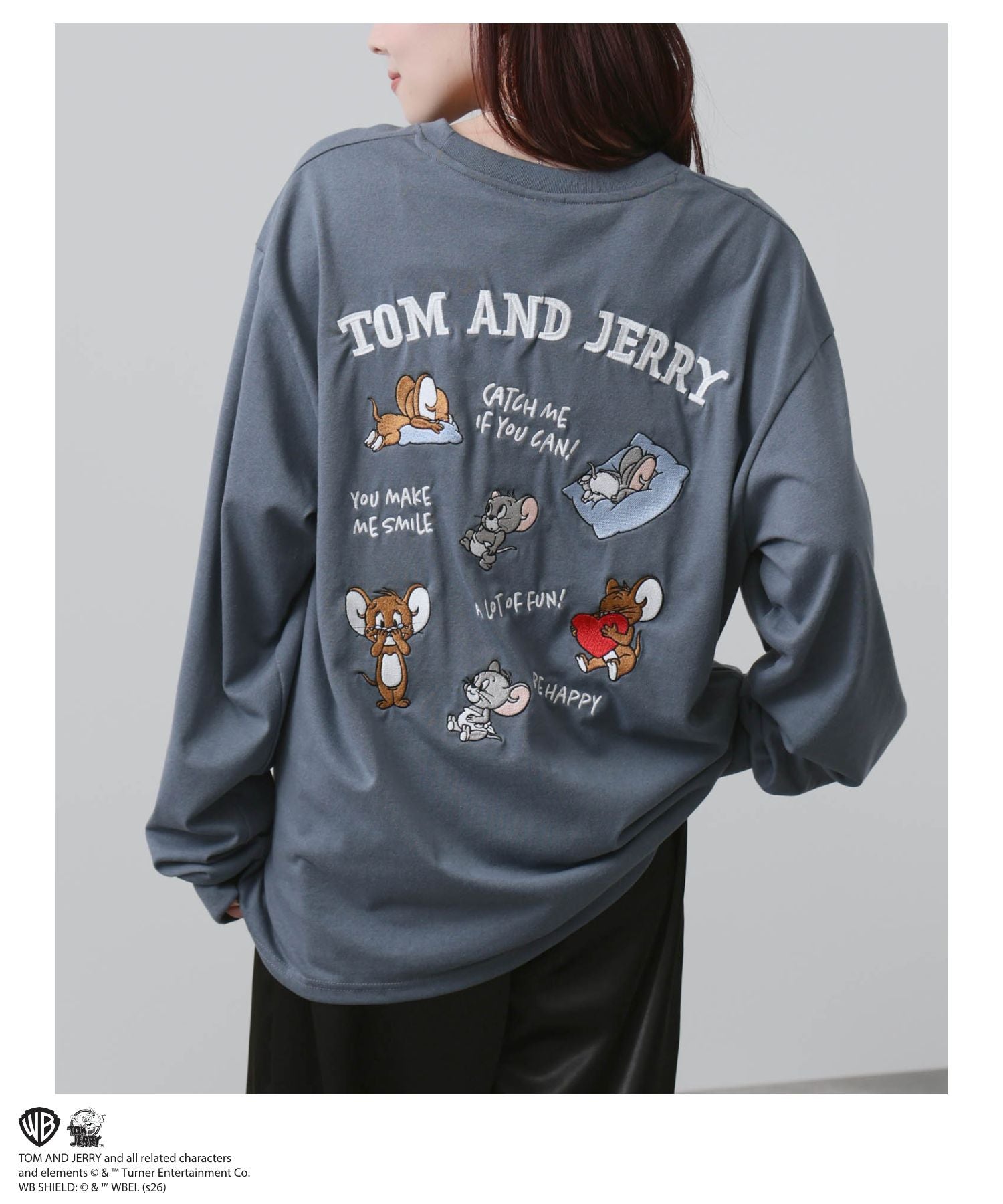 Tom and Jerry 刺繍長袖Tシャツ メンズ