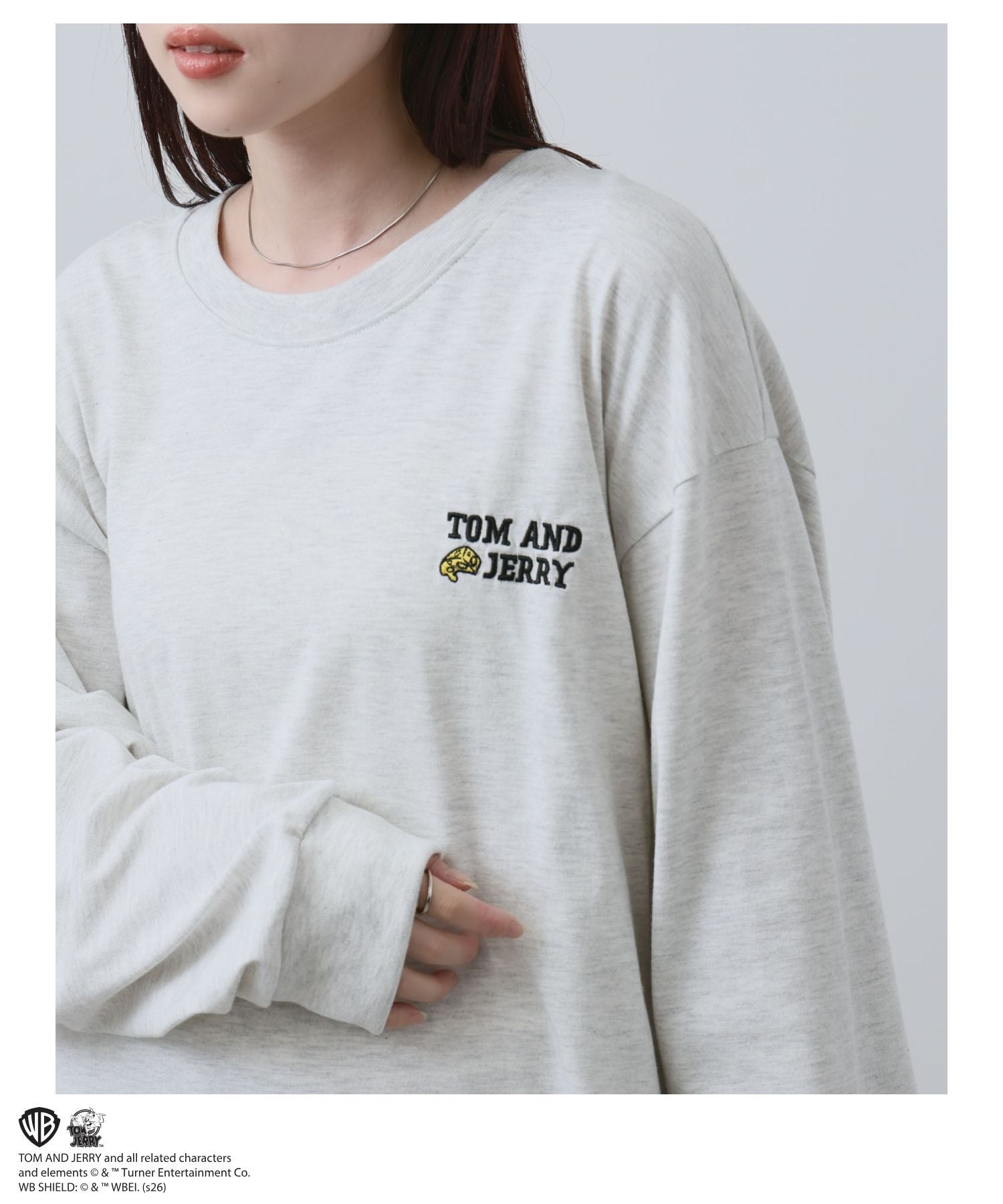 Tom and Jerry 刺繍長袖Tシャツ メンズ